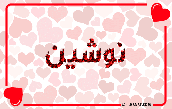 إسم نوشين مكتوب بقلوب حمراء