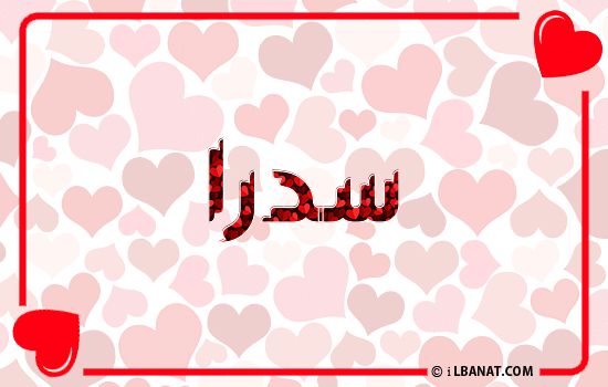 إسم سدرة مكتوب بقلوب حمراء