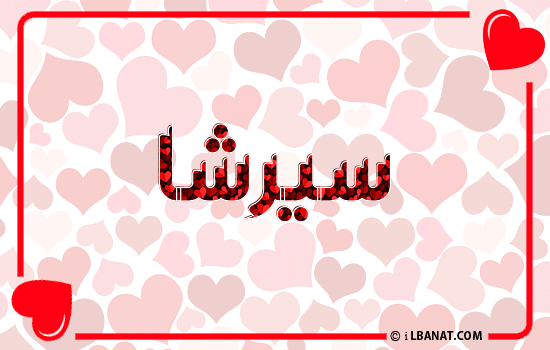 إسم سيرشا مكتوب بقلوب حمراء